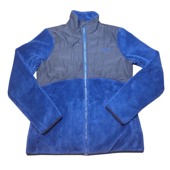 Fila Sport Women’s Sherpa Fleece Jacket Blue Black M Full Zip – Lightweight - Picture 1 of 10